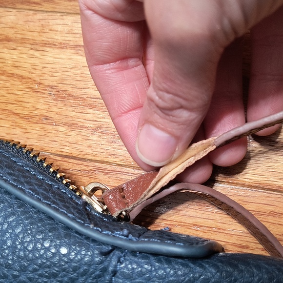 Adrienne Vittadini backpack purse, H 11"/L 13"/ W 5", navy and brown - Picture 5 of 16